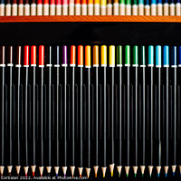 Buy canvas prints of Color pencils for artistic drawing ordered by color gradient, on by Joaquin Corbalan
