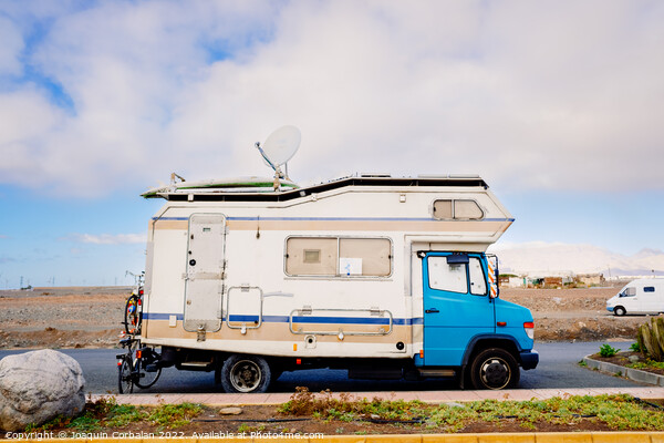 Gran Canaria, spain - January 12, 2022: An old motorhome parked  Picture Board by Joaquin Corbalan
