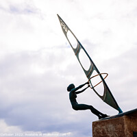Buy canvas prints of Gran Canaria, spain - January 12, 2022: Sculpture of a surfer wo by Joaquin Corbalan