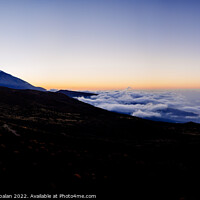 Buy canvas prints of Relaxing sea of clouds at sunset in the hills near Mount Teide by Joaquin Corbalan