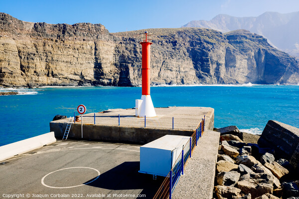 Entrance to the mouth of the port of Agaete with the beautiful c Picture Board by Joaquin Corbalan