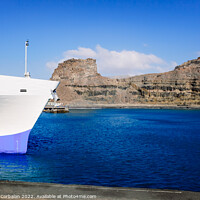 Buy canvas prints of Detail of a ferry moored at Puerto de las Nieves in the Canary I by Joaquin Corbalan
