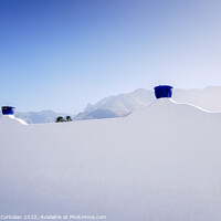 Buy canvas prints of A sunny day to see the mountains behind the whitewashed wall of  by Joaquin Corbalan
