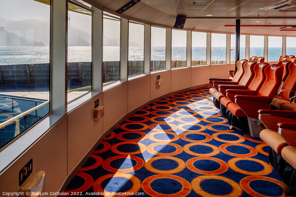 Empty seats inside a maritime ferry for passengers, before saili Picture Board by Joaquin Corbalan