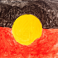 Buy canvas prints of Australian aboriginal nation flag by Joaquin Corbalan
