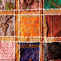 Buy canvas prints of Close detail of colorful handmade embroidery with bright threads by Joaquin Corbalan