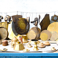 Buy canvas prints of Brass materials in an old craft workshop. by Joaquin Corbalan
