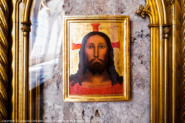 Drawing of the face of Christ in an old painting in the cathedra Picture Board by Joaquin Corbalan