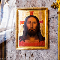 Buy canvas prints of Drawing of the face of Christ in an old painting in the cathedra by Joaquin Corbalan