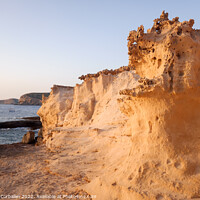 Buy canvas prints of Limestone cliffs debris from erosion turns into white beach sand by Joaquin Corbalan