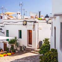 Buy canvas prints of Traditional Ibizan houses, with whitewashed walls to combat the  by Joaquin Corbalan