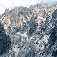 Buy canvas prints of Detail of steep and inaccessible rocky mountains in the alps. by Joaquin Corbalan