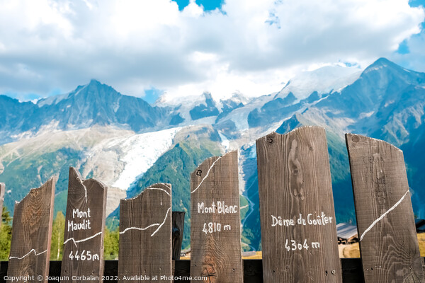 Tourist view with tables with the profile of the French Montblan Picture Board by Joaquin Corbalan