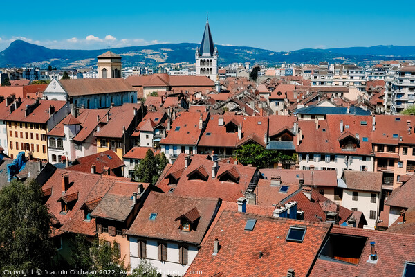 Views from above of the French city of Annecy on a sunny Sunday  Picture Board by Joaquin Corbalan