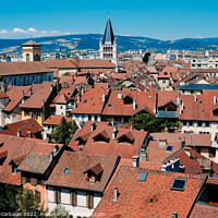 Buy canvas prints of Views from above of the French city of Annecy on a sunny Sunday  by Joaquin Corbalan
