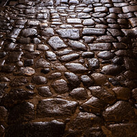 Buy canvas prints of Ancient roman pavement with smooth stones, background and textur by Joaquin Corbalan