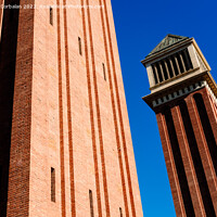 Buy canvas prints of Two Venetian towers in Barcelona, made of exposed brick, built d by Joaquin Corbalan