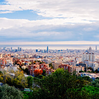 Buy canvas prints of Panoramic of the city of Barcelona with the Mediterranean in the by Joaquin Corbalan
