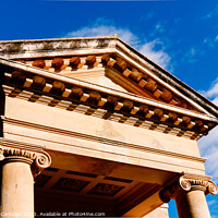 Buy canvas prints of A portico with columns and a triangular pediment on the Greek-st by Joaquin Corbalan