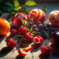 Buy canvas prints of Summer season fruits pictorially arranged, painted with natural  by Joaquin Corbalan