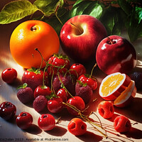 Buy canvas prints of Summer season fruits pictorially arranged, painted with natural  by Joaquin Corbalan