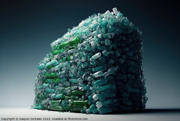 Conceptual illustration, a mountain of unrecycled plastic bottle Picture Board by Joaquin Corbalan