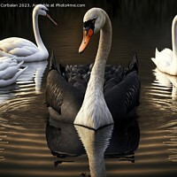 Buy canvas prints of Beautiful illustrated painting, several black swan by Joaquin Corbalan