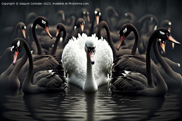 Beautiful illustrated painting, several black swan Picture Board by Joaquin Corbalan