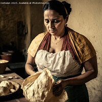 Buy canvas prints of Latin woman prepares with natural ingredients hall by Joaquin Corbalan