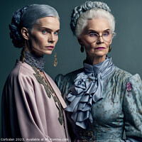 Buy canvas prints of Studio portrait of two elderly sister ladies with  by Joaquin Corbalan