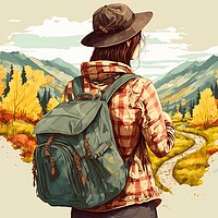 Buy canvas prints of Watercolor illustration of an adventurous girl traveling through by Joaquin Corbalan