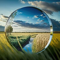 Buy canvas prints of Conceptual image of a mirror reflecting crops in a cereal field  by Joaquin Corbalan