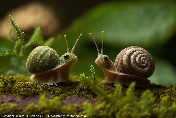 Cute snails looking and smiling at the camera. Ai  Picture Board by Joaquin Corbalan