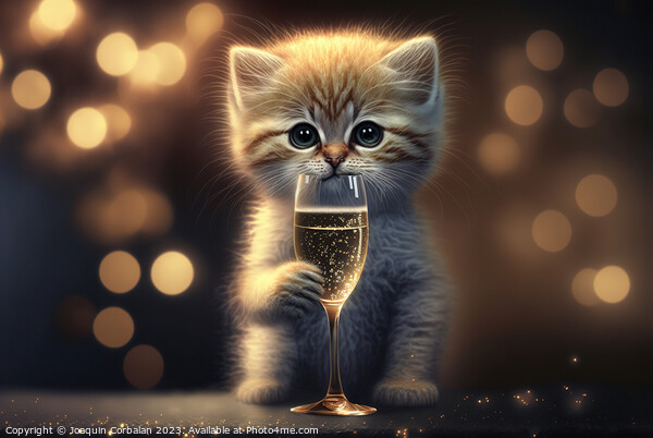 Illustration of a cute orange kitten celebrating t Picture Board by Joaquin Corbalan