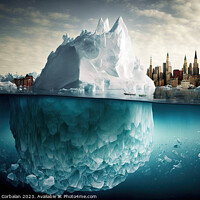 Buy canvas prints of Illustration of an iceberg reaching a city, concep by Joaquin Corbalan