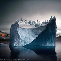 Buy canvas prints of Illustration of an iceberg reaching a city, concep by Joaquin Corbalan