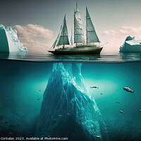 Buy canvas prints of Pictorial illustration, a ship sails around an ice by Joaquin Corbalan