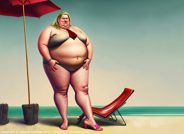Ridiculous illustration of a man with a big belly, Picture Board by Joaquin Corbalan
