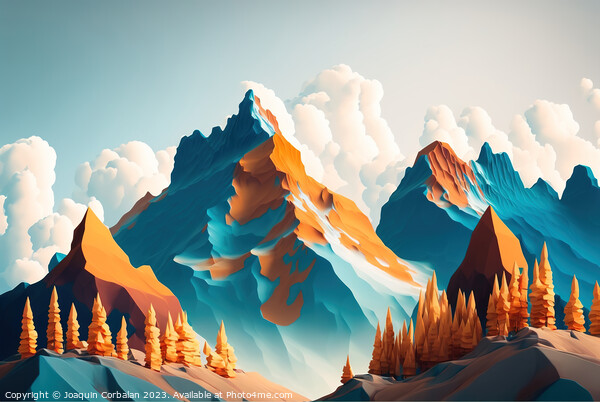 Beautiful alpine landscape painted with minimalist simplicity. A Picture Board by Joaquin Corbalan