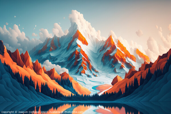 Beautiful alpine landscape painted with minimalist simplicity. A Picture Board by Joaquin Corbalan