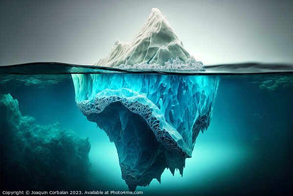 Submerged iceberg, painted drawing, warming concept. Ai generate Picture Board by Joaquin Corbalan