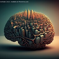 Buy canvas prints of A city in the shape of a brain network, conceptual illustration. by Joaquin Corbalan