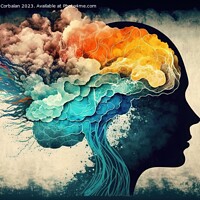 Buy canvas prints of Colorful illustration of a human intelligence, mind of a woman f by Joaquin Corbalan