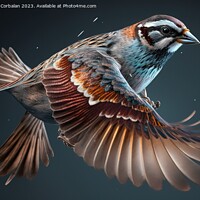 Buy canvas prints of A small sparrow, flying isolated. Ai generated. by Joaquin Corbalan
