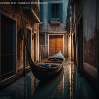 Buy canvas prints of The dry water channels in Venice leave the gondolas unused, old  by Joaquin Corbalan