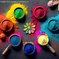 Buy canvas prints of Colored chalk powder for Indian Holi festival, ready to throw an by Joaquin Corbalan