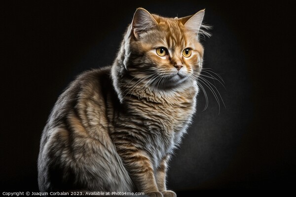 Portrait of a furry, calm cat posing on a black background. Ai g Picture Board by Joaquin Corbalan