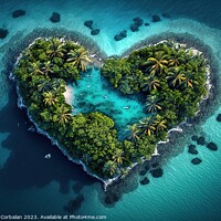 Buy canvas prints of Beautiful tropical island in the shape of a heart. Ai generated. by Joaquin Corbalan