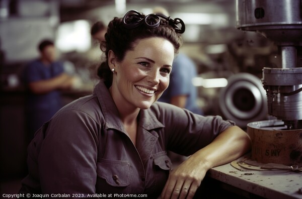 Portrait of a woman at her job, a worker in a mechanical worksho Picture Board by Joaquin Corbalan