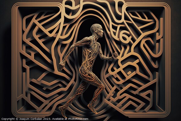 Human man locked in a maze, mental illness concept. Ai generated Picture Board by Joaquin Corbalan